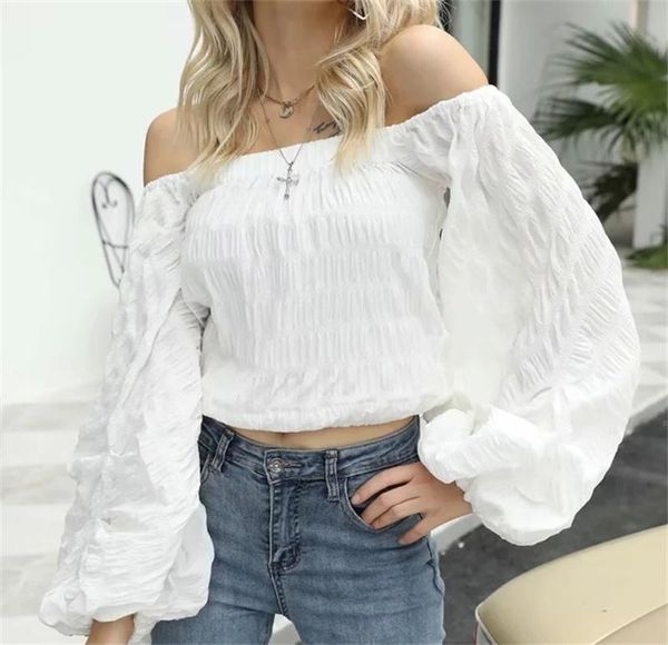 women's polos fashion one-word collar shirt autumn shoulder high waist lantern puff sleeve white short crop top
women's polos fashion one-word collar shirt autumn shoulder high waist lantern puff sleeve white short crop top