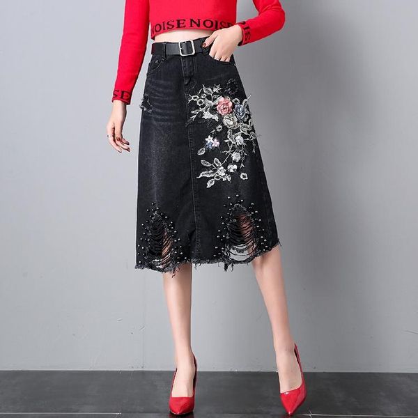 skirts black denim skirt women autumn spring female embroidery body personality broken hole ripped irregular package hip
skirts black denim skirt women autumn spring female embroidery body personality broken hole ripped irregular package hip