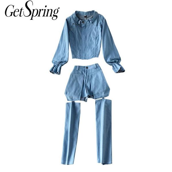 women's two piece pants getspring women set coat sets short denim coats irregular hollow out long fashion two-piece 2021, White
women's two piece pants getspring women set coat sets short denim coats irregular hollow out long fashion two-piece 2021, White