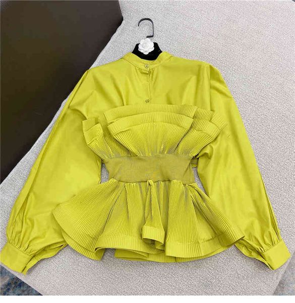 blouses women's shirt spring summer pleated slim waist long sleeve blouses femme blusas mujer, White
blouses women's shirt spring summer pleated slim waist long sleeve blouses femme blusas mujer, White