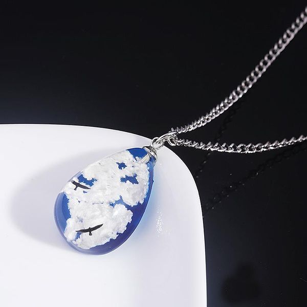 chic transparent resin water drop shaped pendant necklace blue sky white cloud eagle choker for women bohemia jewelry necklaces, Silver
chic transparent resin water drop shaped pendant necklace blue sky white cloud eagle choker for women bohemia jewelry necklaces, Silver