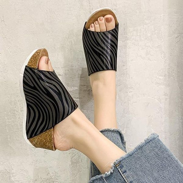 wedges sandals platform heel women slippers peep toe high heels ladies slides summer zebra printed female shoes thick bottom, Black
wedges sandals platform heel women slippers peep toe high heels ladies slides summer zebra printed female shoes thick bottom, Black