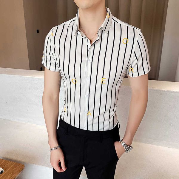 summer camisa masculina striped shirts men business casual dress shirt short sleeve streetwear social slim chemise homme 210527, White;black
summer camisa masculina striped shirts men business casual dress shirt short sleeve streetwear social slim chemise homme 210527, White;black
