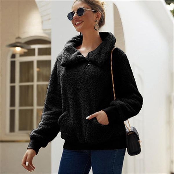 women's hoodies & sweatshirts 2021 autumn and winter female sweatshirt fashion turndown collar cashmere imitation solid color high qual, Black
women's hoodies & sweatshirts 2021 autumn and winter female sweatshirt fashion turndown collar cashmere imitation solid color high qual, Black