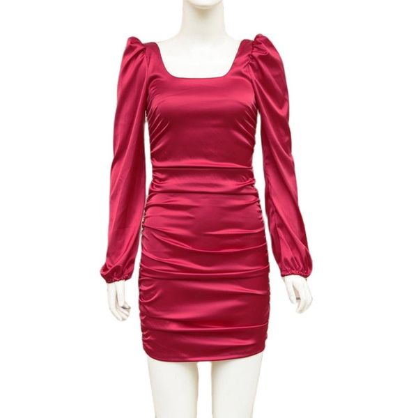 spring autumn women satin puff-sleeve ruched dress solid square collar dresses ladies streetwear backless zip vestidos casual, Black;gray
spring autumn women satin puff-sleeve ruched dress solid square collar dresses ladies streetwear backless zip vestidos casual, Black;gray