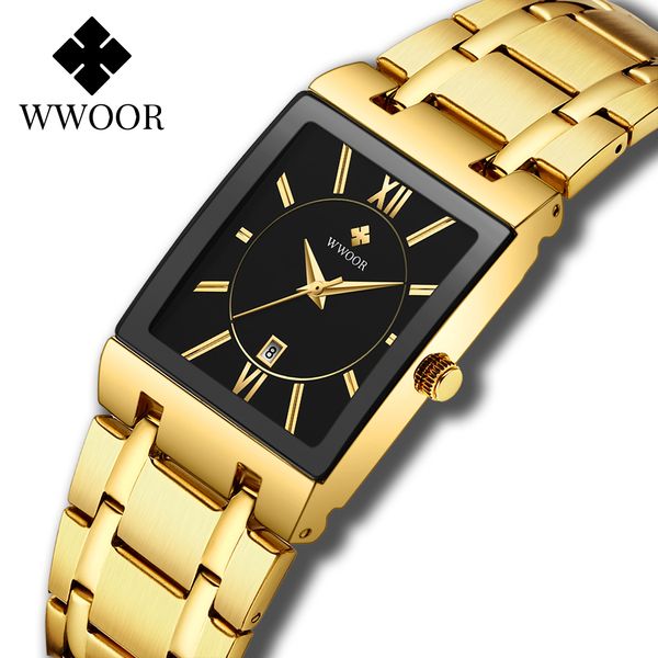 wwoor mens square quartz wrist watches luxury gold black watch stainless steel waterproof automatic date clock relogio masculinog, Slivery;brown
wwoor mens square quartz wrist watches luxury gold black watch stainless steel waterproof automatic date clock relogio masculinog, Slivery;brown