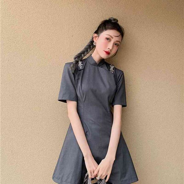 casual dresses grey vintage cheongsam short sleeve summer tunic a line mini ladies modest chinese traditional clothing 20iw, Black;gray
casual dresses grey vintage cheongsam short sleeve summer tunic a line mini ladies modest chinese traditional clothing 20iw, Black;gray