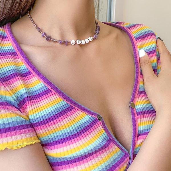 chokers trendy peace jewelry natural stone amethyst decoration glazed glass beads beaded choker can be customized necklace for women, Golden;silver
chokers trendy peace jewelry natural stone amethyst decoration glazed glass beads beaded choker can be customized necklace for women, Golden;silver