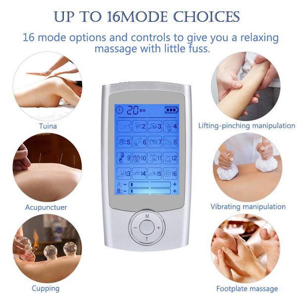portable 16 modes healthcare body massage tens unit electronic pulse physiotherapy massager electric ems muscle stimulator+4pads massagers
portable 16 modes healthcare body massage tens unit electronic pulse physiotherapy massager electric ems muscle stimulator+4pads massagers