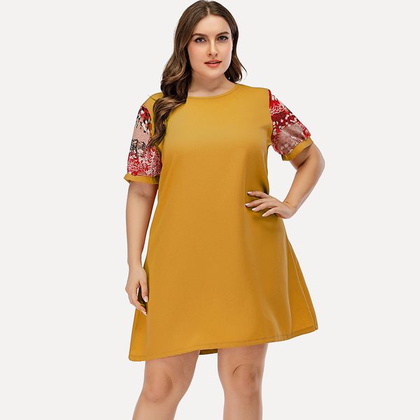 Plus size Dresses Hy86213# Large Loose Short Sleeve, Black