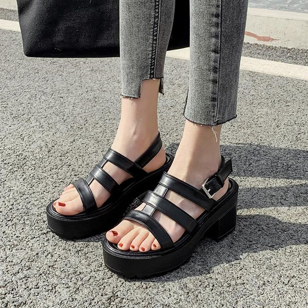 platform punk roman women's sandals 2021 fashion thick chunky heel gladiator goth back buckle black shoes
platform punk roman women's sandals 2021 fashion thick chunky heel gladiator goth back buckle black shoes