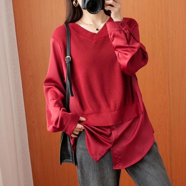 women's t-shirt 2021 spring fall women t shirt plus size patchwork buttons pullover oversize long sleeve cotton knit office tee, White
women's t-shirt 2021 spring fall women t shirt plus size patchwork buttons pullover oversize long sleeve cotton knit office tee, White