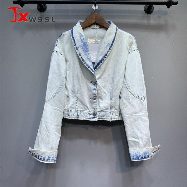 women's jackets 2021 autumn original design retro simplicity whiten denim jacket women short coat, Black;brown
women's jackets 2021 autumn original design retro simplicity whiten denim jacket women short coat, Black;brown