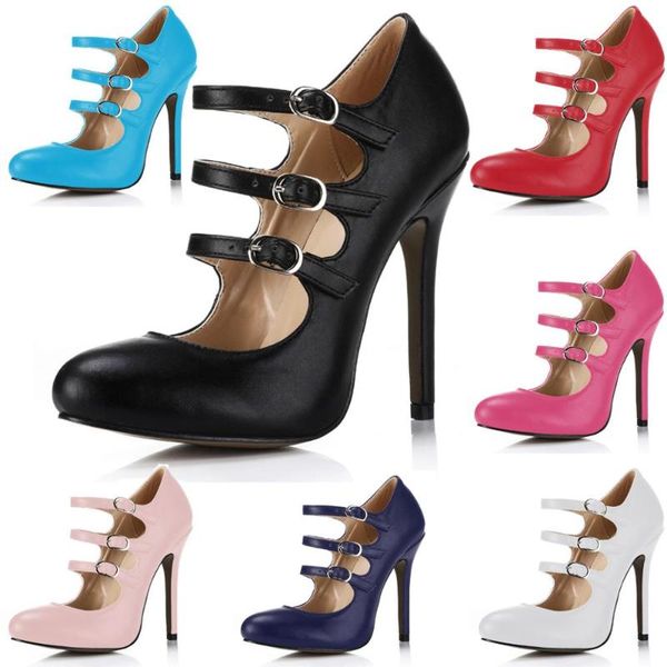 dress shoes chmile chau pu party women round toe stiletto high heel buckles straps lady pumps 0640c-b, Black
dress shoes chmile chau pu party women round toe stiletto high heel buckles straps lady pumps 0640c-b, Black