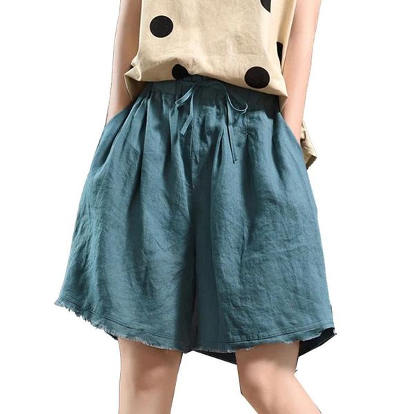 women linen straight short casual fashion for summer big loose elastic waist solid az18461419 women's shorts, White;black
women linen straight short casual fashion for summer big loose elastic waist solid az18461419 women's shorts, White;black