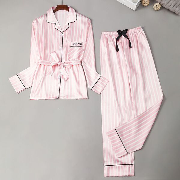women's sleepwear striped pajamas, satin silk 2-piece set, summer and autumn, Black;red
women's sleepwear striped pajamas, satin silk 2-piece set, summer and autumn, Black;red