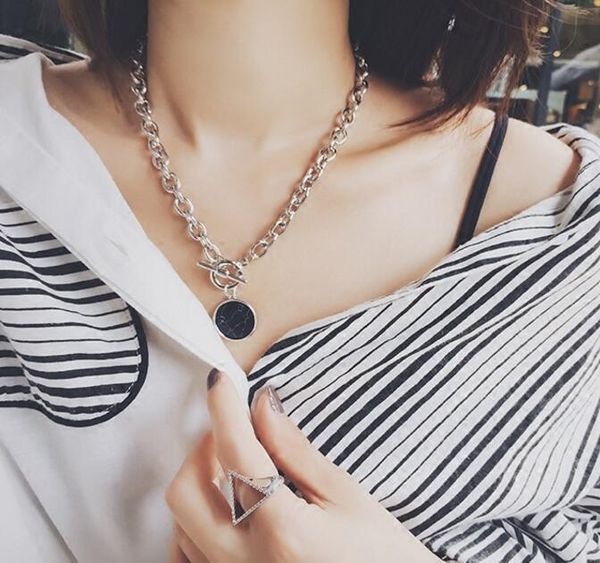 pendant necklaces minimalist casual neck chain for women round marble pendants hiphop female fashion jewelry necklace naszyjnik, Silver
pendant necklaces minimalist casual neck chain for women round marble pendants hiphop female fashion jewelry necklace naszyjnik, Silver