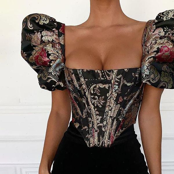 zity elegant womens shirt square collar jacquard boned bustier embroidery crop puff sleeve backless shirts women zipper, White
zity elegant womens shirt square collar jacquard boned bustier embroidery crop puff sleeve backless shirts women zipper, White