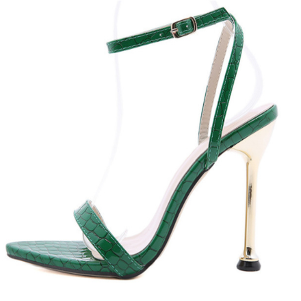 ankle strap green women's high heels 11cm sandals pointed toe female party shoes sandalias de mujer, Black
ankle strap green women's high heels 11cm sandals pointed toe female party shoes sandalias de mujer, Black