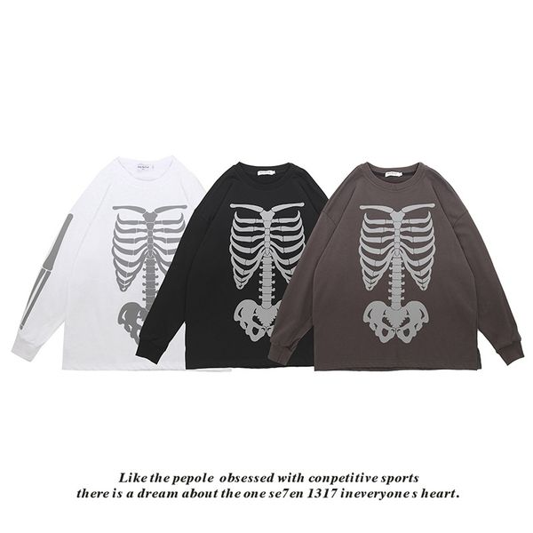 2020 high street hip hop overbite bone skeleton dark long sleeve round neck t-shirt for men and women, Black
2020 high street hip hop overbite bone skeleton dark long sleeve round neck t-shirt for men and women, Black
