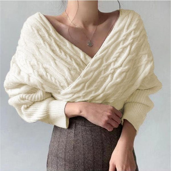 women's sweaters syj 2021 winter spring women knitted v-neck cross wild korean elegant pullovers ladies jumpers sw1235jx, White;black
women's sweaters syj 2021 winter spring women knitted v-neck cross wild korean elegant pullovers ladies jumpers sw1235jx, White;black