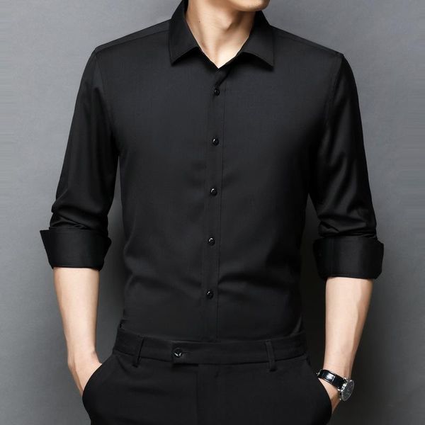 men's casual shirts 2021 spring long sleeve solid color lapel shirt business leisure high grade bamboo fiber slim fit, White;black
men's casual shirts 2021 spring long sleeve solid color lapel shirt business leisure high grade bamboo fiber slim fit, White;black