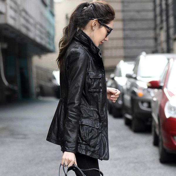 women's leather & faux for jacket 200% geniune women sheepskin slim windbreaker spring autumn jaqueta de couro ot2827 mf275, Black
women's leather & faux for jacket 200% geniune women sheepskin slim windbreaker spring autumn jaqueta de couro ot2827 mf275, Black