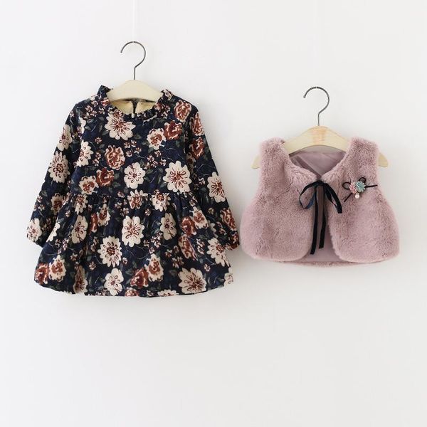 girl's dresses girl winter velvet fur long sleeve with furry vest 2021 flower child dress set fashion warm clothing, Red;yellow
girl's dresses girl winter velvet fur long sleeve with furry vest 2021 flower child dress set fashion warm clothing, Red;yellow