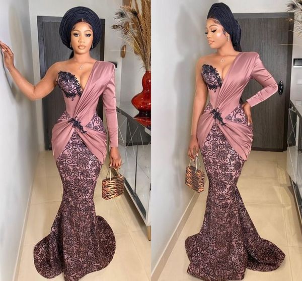 robe rose pale mermaid evening formal dresses with one shoulder long sleeve lace stain african nigerian aso ebi prom engament dress, Black;red
robe rose pale mermaid evening formal dresses with one shoulder long sleeve lace stain african nigerian aso ebi prom engament dress, Black;red