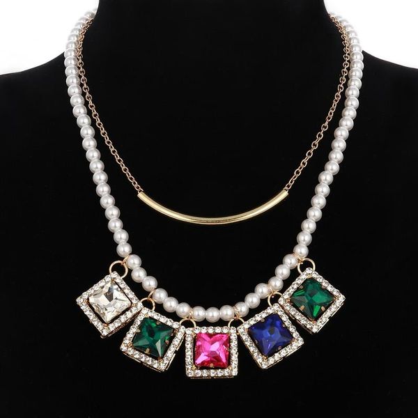 fashion colorful crystal square geometry pendant necklaces white pearl beads choker necklace for women statement jewelry gift chokers, Golden;silver
fashion colorful crystal square geometry pendant necklaces white pearl beads choker necklace for women statement jewelry gift chokers, Golden;silver