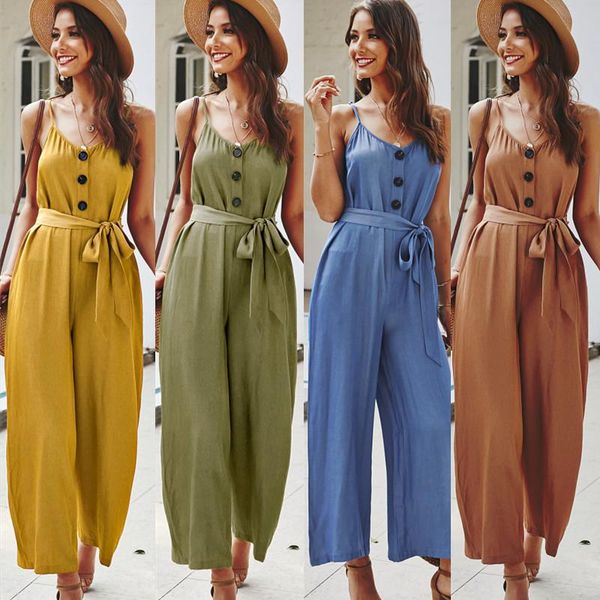 women's jumpsuits & rompers 2021 boho summer women elegant sleeveless jumpsuit casual strap bandage high waist wide leg pants overalls, Black;white
women's jumpsuits & rompers 2021 boho summer women elegant sleeveless jumpsuit casual strap bandage high waist wide leg pants overalls, Black;white