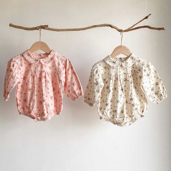 autumn newborn floral doll collar long sleeve rompers clothes baby toddler girls jumpsuits, Blue