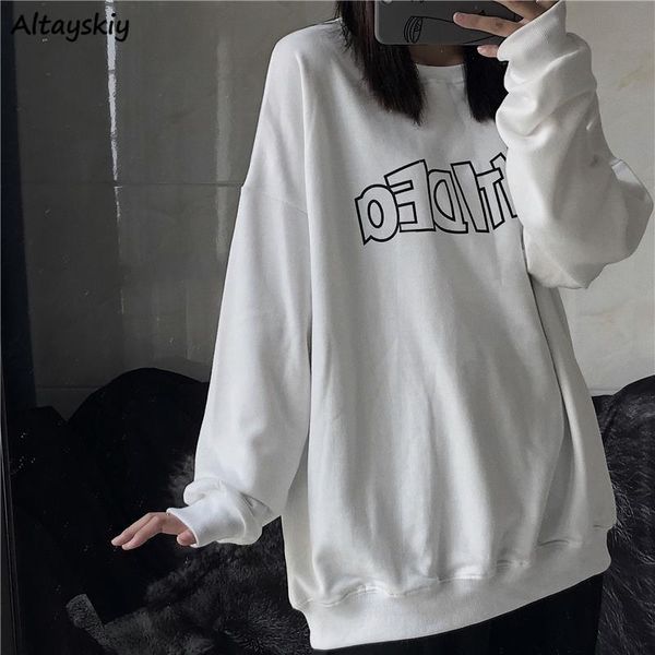 women's hoodies & sweatshirts harajuku women ins chic spring fall simple letter boyfriend soft oversized crewneck sweatshirt all-match, Black 
women's hoodies & sweatshirts harajuku women ins chic spring fall simple letter boyfriend soft oversized crewneck sweatshirt all-match, Black
