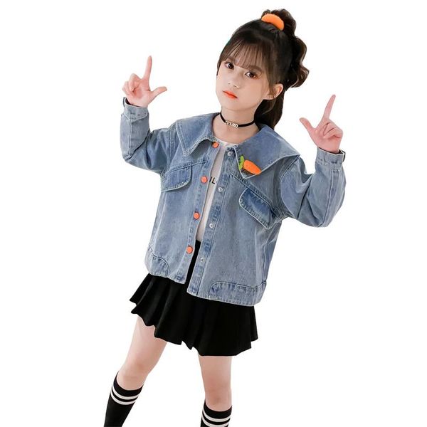 girls denim jacket appliques girl coats kids spring outerwear for children casual style children's clothes jackets, Blue;gray
girls denim jacket appliques girl coats kids spring outerwear for children casual style children's clothes jackets, Blue;gray