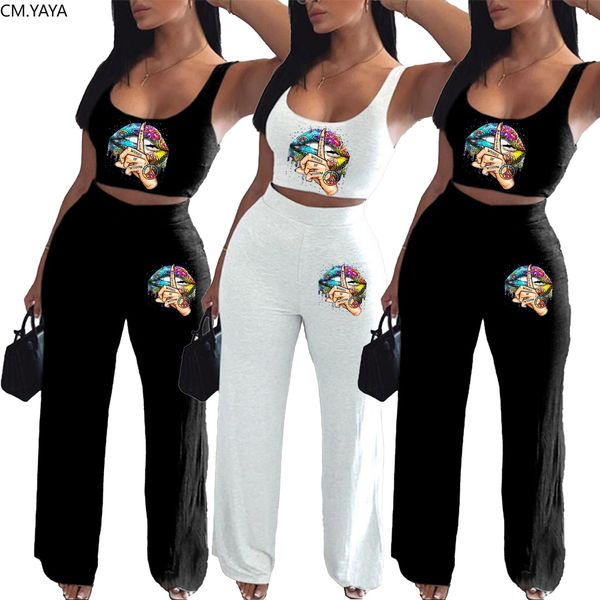 casual women two piece set lips print mini tank straight loose pants suit trasuit fitness outfit matching setby air, White
casual women two piece set lips print mini tank straight loose pants suit trasuit fitness outfit matching setby air, White