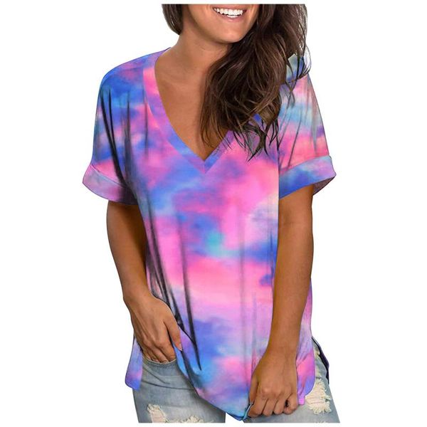 women's t-shirt tie-dye print t shirts women tees summer plus size gradient color v-neck short sleeve shirt tee femme, White
women's t-shirt tie-dye print t shirts women tees summer plus size gradient color v-neck short sleeve shirt tee femme, White