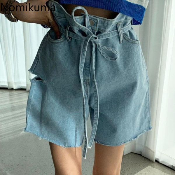 women's jeans nomikuma short women hole design lace up high waist denim pants solid color korean chic trousers casual pantalones, Blue
women's jeans nomikuma short women hole design lace up high waist denim pants solid color korean chic trousers casual pantalones, Blue