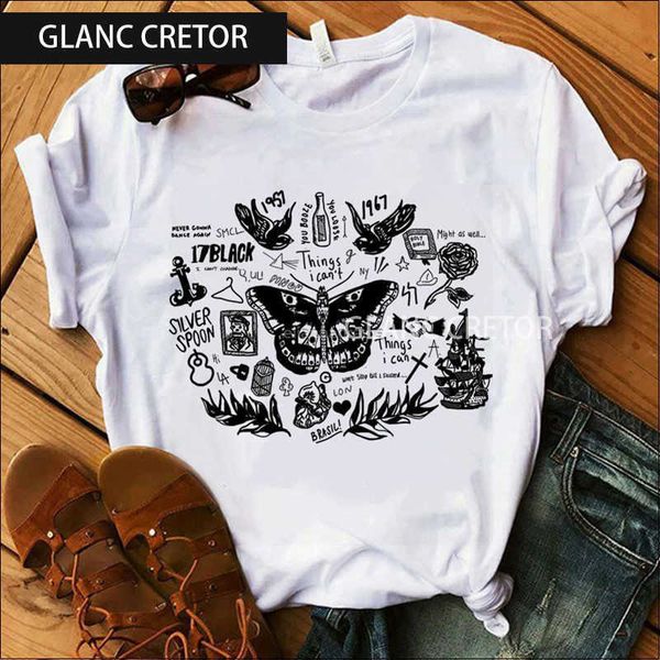 2021 short sleeve tee female casual funny clothes butterfly y2k aesthetic tshirt women harajuku fashion printed t shirt x0527, White
2021 short sleeve tee female casual funny clothes butterfly y2k aesthetic tshirt women harajuku fashion printed t shirt x0527, White