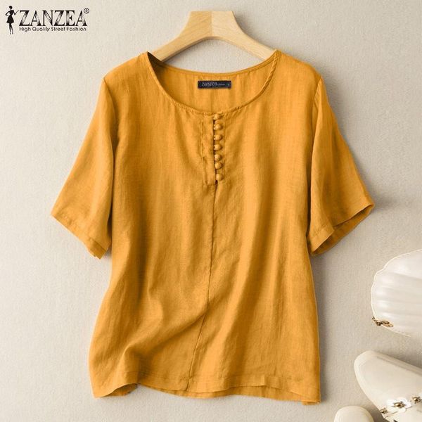 women's blouses & shirts 2021 summer o neck blusa feminina womens solid loose tunic casual button blouse oversize zanzea vintage short, White
women's blouses & shirts 2021 summer o neck blusa feminina womens solid loose tunic casual button blouse oversize zanzea vintage short, White