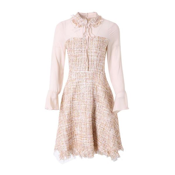 casual dresses vsue dress tweed chiffon patchwork mini short fit and flare elegant sweet turn down collar champagne long sleeve d0813, Black;gray
casual dresses vsue dress tweed chiffon patchwork mini short fit and flare elegant sweet turn down collar champagne long sleeve d0813, Black;gray