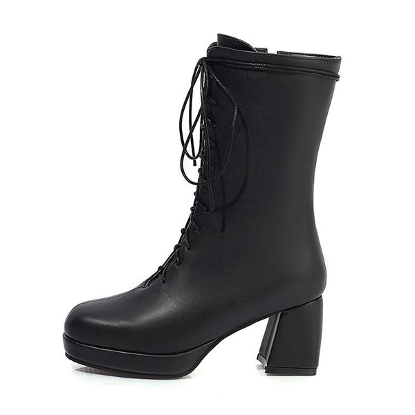 boots fashion winter pure color beige white round toe elegant cross tied motercycle chunky heels ankle 34-39, Black
boots fashion winter pure color beige white round toe elegant cross tied motercycle chunky heels ankle 34-39, Black