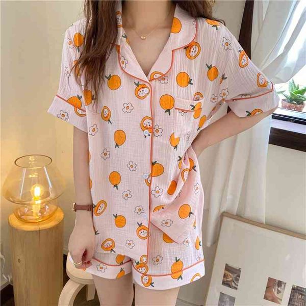 women's sleepwear all match comfortable 2021 gentle printed oranges summer casual loose cotton homewear two piece pajamas sets hcu, Black;red
women's sleepwear all match comfortable 2021 gentle printed oranges summer casual loose cotton homewear two piece pajamas sets hcu, Black;red