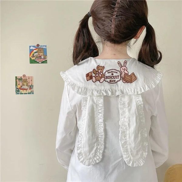 women's blouses & shirts qweek kawaii ears shirt for teens embroidery funny bear blouse women japan style soft girls pleated butt, White
women's blouses & shirts qweek kawaii ears shirt for teens embroidery funny bear blouse women japan style soft girls pleated butt, White