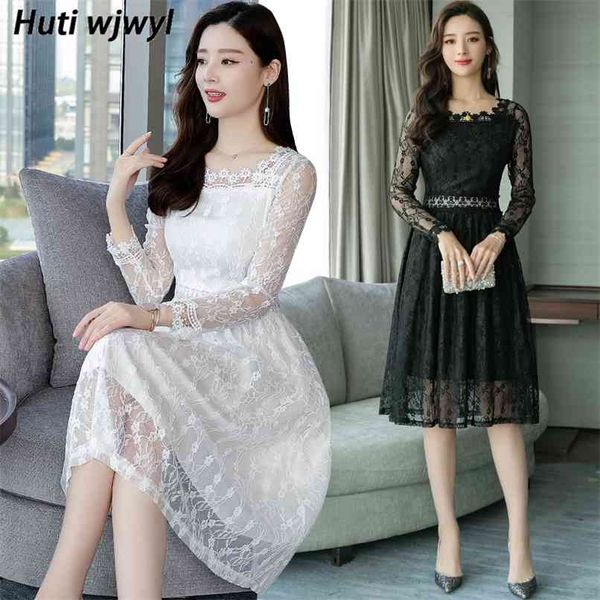 korean white lace midi dress autumn vintage plus size long sleeve dresses women elegant bodycon black party vestidos 210528, Black;gray
korean white lace midi dress autumn vintage plus size long sleeve dresses women elegant bodycon black party vestidos 210528, Black;gray