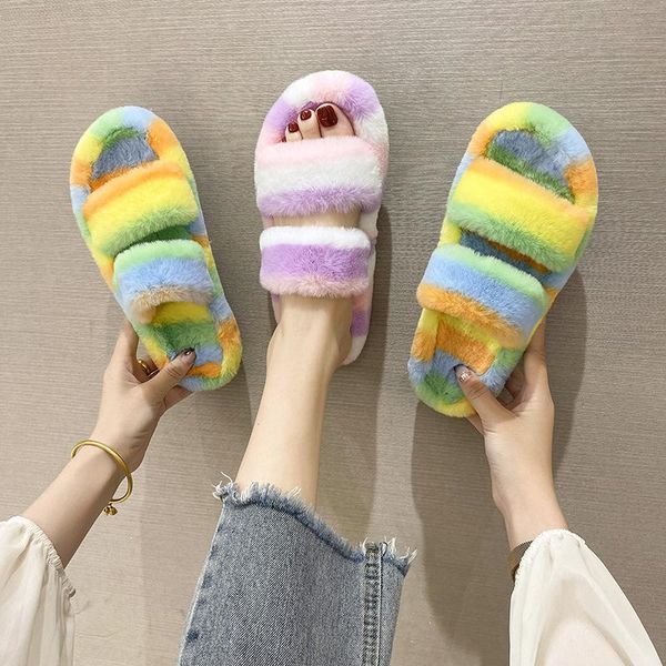 slippers furry home women's color 2021 autumn winter large size double strip ladies warm woman shoes, Black
slippers furry home women's color 2021 autumn winter large size double strip ladies warm woman shoes, Black