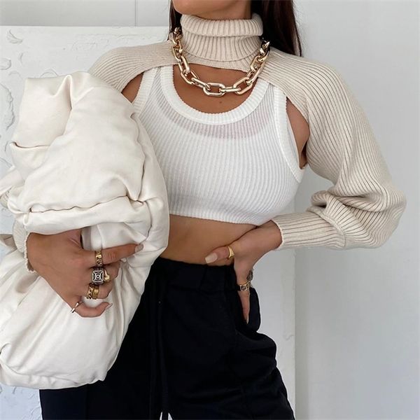 heyoungirl casual turtleneck crop sweater women smocked solid vintage knitted jumpers ladies fashion long sleeve pullover, White;black
heyoungirl casual turtleneck crop sweater women smocked solid vintage knitted jumpers ladies fashion long sleeve pullover, White;black