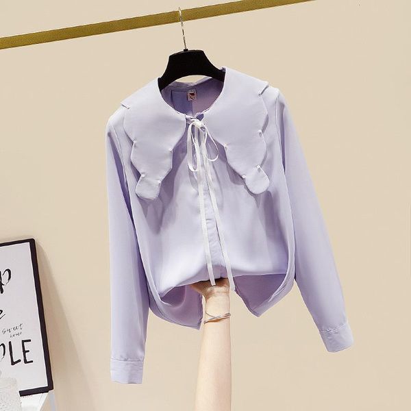 women's blouses & shirts korean fashion shirt 2021 spring lace-up bowknot beaded doll collar long-sleeved chiffon female blouse top, White
women's blouses & shirts korean fashion shirt 2021 spring lace-up bowknot beaded doll collar long-sleeved chiffon female blouse top, White