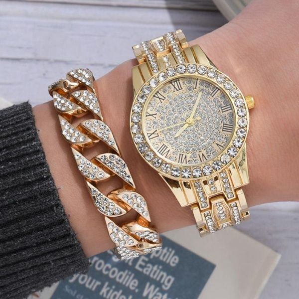wristwatches 2pcs set luxury women watches full rhinestone rose gold ladies wrist bracelet watch female relogio feminino, Slivery;brown
wristwatches 2pcs set luxury women watches full rhinestone rose gold ladies wrist bracelet watch female relogio feminino, Slivery;brown