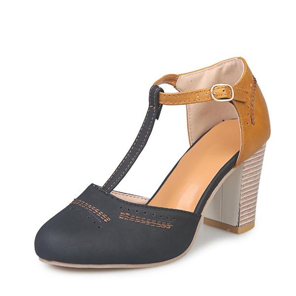 dress shoes women summer leather pumps sandals round toe retro vintage t buckle high square block heels plus size autumn, Black
dress shoes women summer leather pumps sandals round toe retro vintage t buckle high square block heels plus size autumn, Black