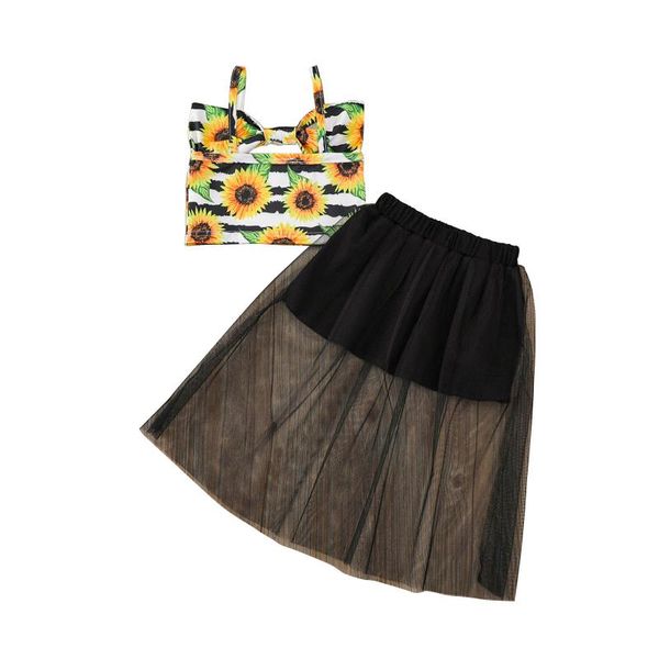 pieces kids suit set, girls stripe/ sunflower print sleeveless + solid color skirt for summer, white/black clothing sets
pieces kids suit set, girls stripe/ sunflower print sleeveless + solid color skirt for summer, white/black clothing sets